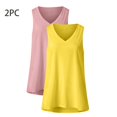 thumbnail image 4 of FAVIPT Plus Size Workout Tanks for Women Two Piece Plain V Neck Tank Tops Sleeveless Comfy Loose Shirts Casual Trendy Summer 2025 Camisole Yellow,M, 4 of 5
