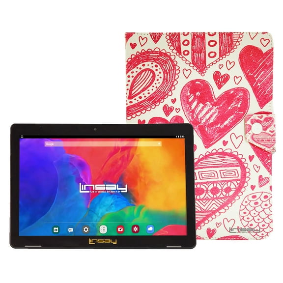 LINSAY 10.1 Octa Core 4GB RAM 128GB Storage Bluetooth, Android 13 with Protective Case LOVE Design