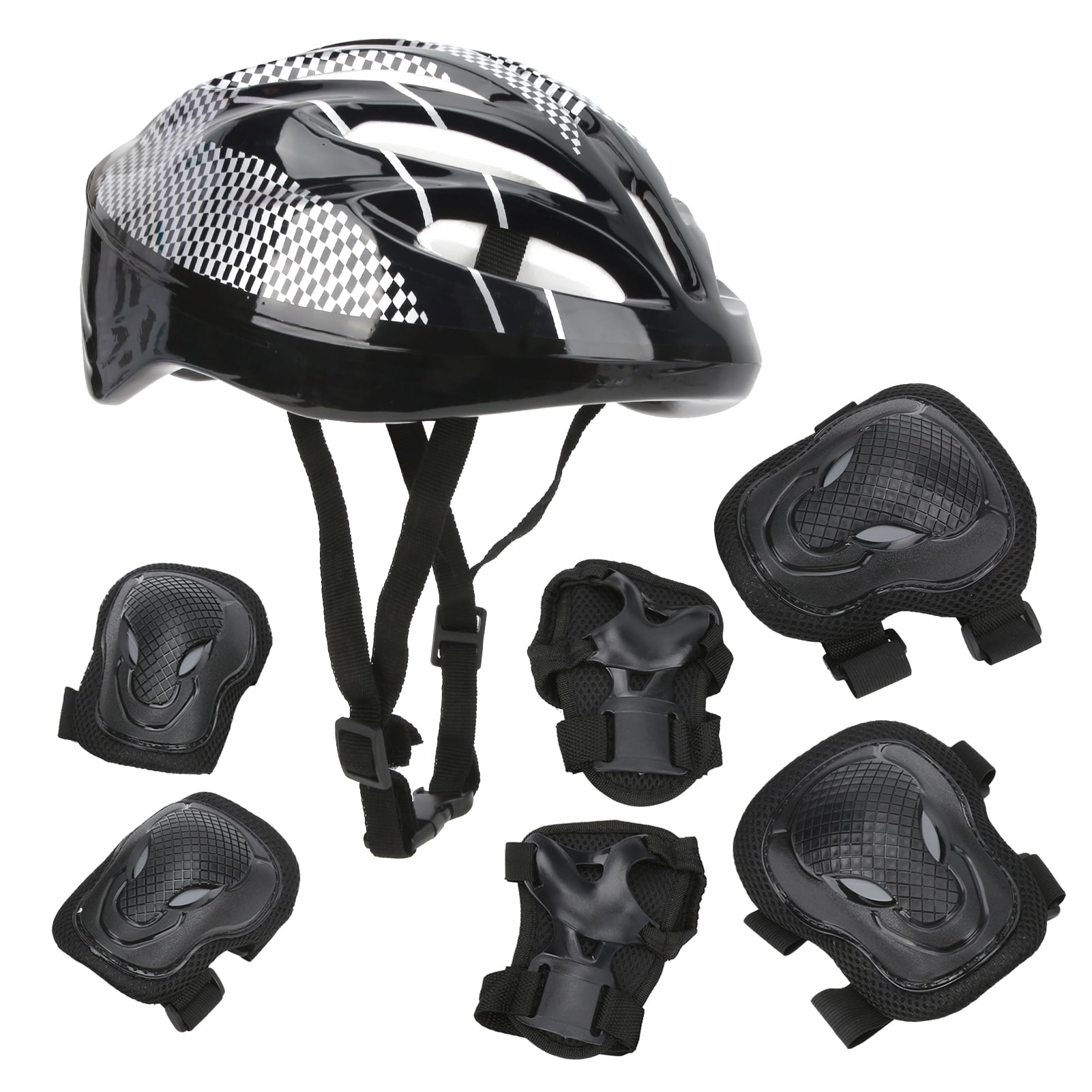 Genouillères Coudières Casque Complète Kit Protection Adulte 7 Pièces - Casque, Genouillères, Coudières, Gants - Roller, Skate, Scooter Protection Extreme Sports