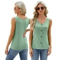 thumbnail image 6 of Zoeecloth Womens Vest Topst-Shirts Crew Neck Tops Women's Cotton Versatile Tee Fashion Buttons Sleeveless Tee Sizes S-XXL, 6 of 9