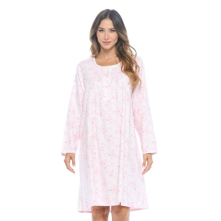

Casual Nights Women s Flannel Floral Long Sleeve Nightgown