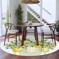 thumbnail image 4 of Summer Fruit Round Living Room Rugs 5 ft, Watercolor Lemon Flowers Green Eucalyptus Leaf Washable Area Rug with Non-Slip Sturdy Edge Binding Round Carpet for Entryway Kitchen Bedroom Bathroom, 4 of 9