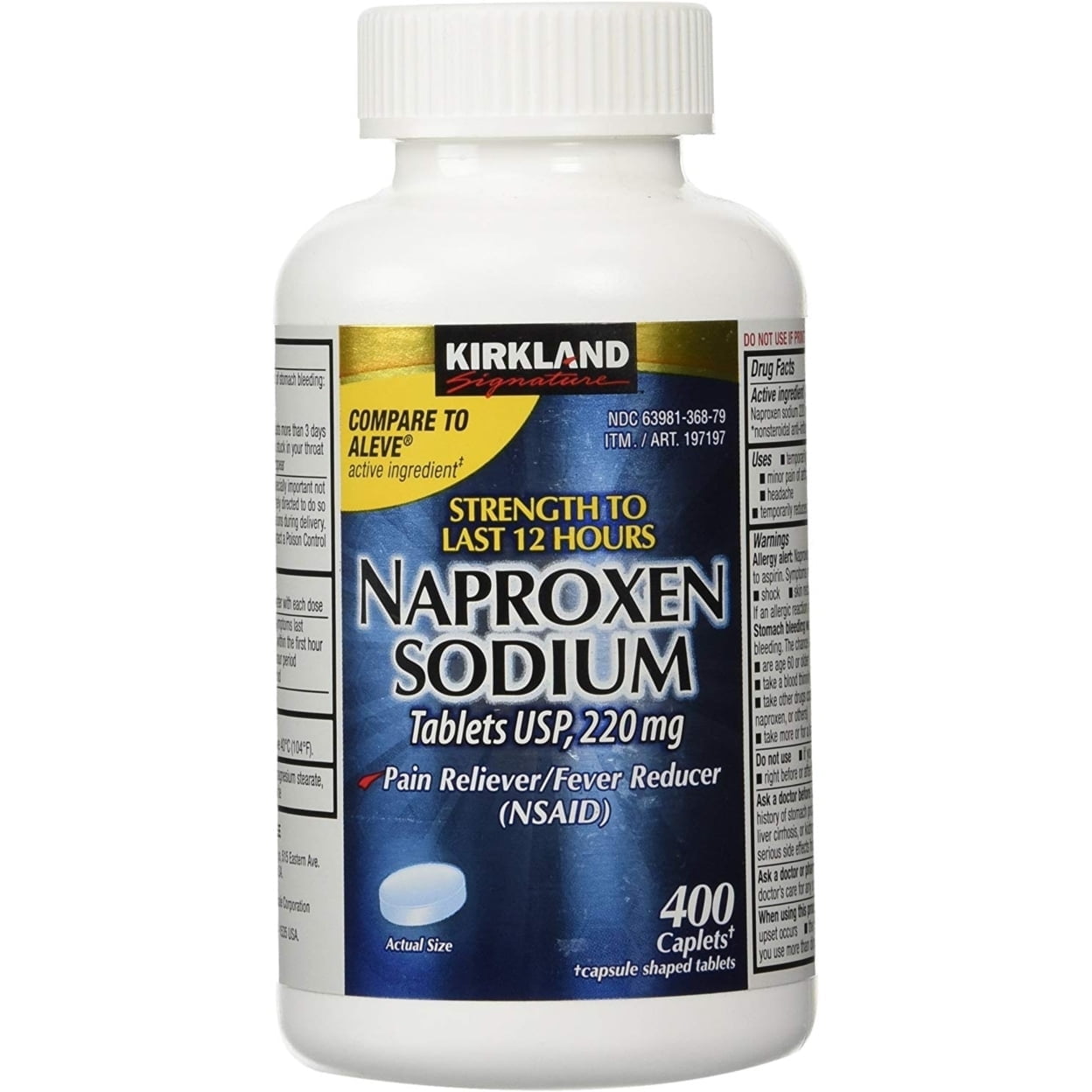 Kirkland Signature Pain Reliever/Fever Reducer Naproxen Sodium 220mg 400 Caplets