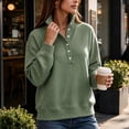thumbnail image 6 of cocolona Stand Collar Sweatshirts for Women Button Down Long Sleeve Pullover Sweatshirts Loose Casual Solid Color Fall Tops, 6 of 7