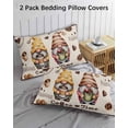 thumbnail image 2 of Farmhouse Coffee Time Queen Pillow Cases Set of 2 - Microfiber Bed Throw Pillow Covers, Vintage Gnomes DessertsBeige Burlap Decorative Lumbar Pillow Cover with Envelope Closure for Sofa 20"x30", 2 of 6