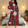 thumbnail image 4 of Tnhcen Women's Winter Christmas Plaid Nightgown with Pockets Loose-Fitting Zip-Up Sleepwear Long Sleeve Robe with Shoulder-Strap Sleeves for Holiday Season (S-2XL) Multiple Colors Available, 4 of 9