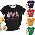 thumbnail image 1 of Fiudx Camisas para Mujer Camiseta de Manga Corta Holgada con Cuello Redondo y Estampado Informal a La Moda para Mujer, 1 of 4