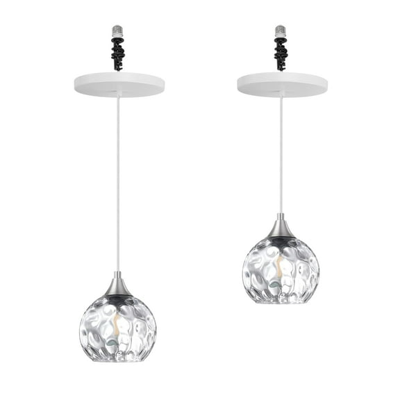 Kiven Instant Light Conversion Kit for 4/5/6inch Hole,Clear Glass Farmhouse Lighting Recessed Can Light Conversion Kit to Pendant with E26 Screw-in Adapter for Kitchen Island Living, Set of 2 TB3277