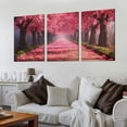 thumbnail image 2 of Leisuo Art Wall Decor Oil Painting 12x16in x3 A Small Path Lined with Pink Flower Trees on Both Sides Wall Art 12x16x3pcs, 2 of 4