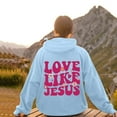 thumbnail image 6 of Essentials Women's Hoodie Christian Love Like Jesus Faith God Religious Long Sleeve Letter Print Hooded Winter Y2k Clothes Light Blue, 6 of 7
