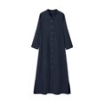 thumbnail image 3 of Vestido Blusa de mujer Maxi vestido elegante holgado elegante vestido simple moda Maxi vestido camisero Kuymtek Azul marino T XXL para Mujer, 3 of 8