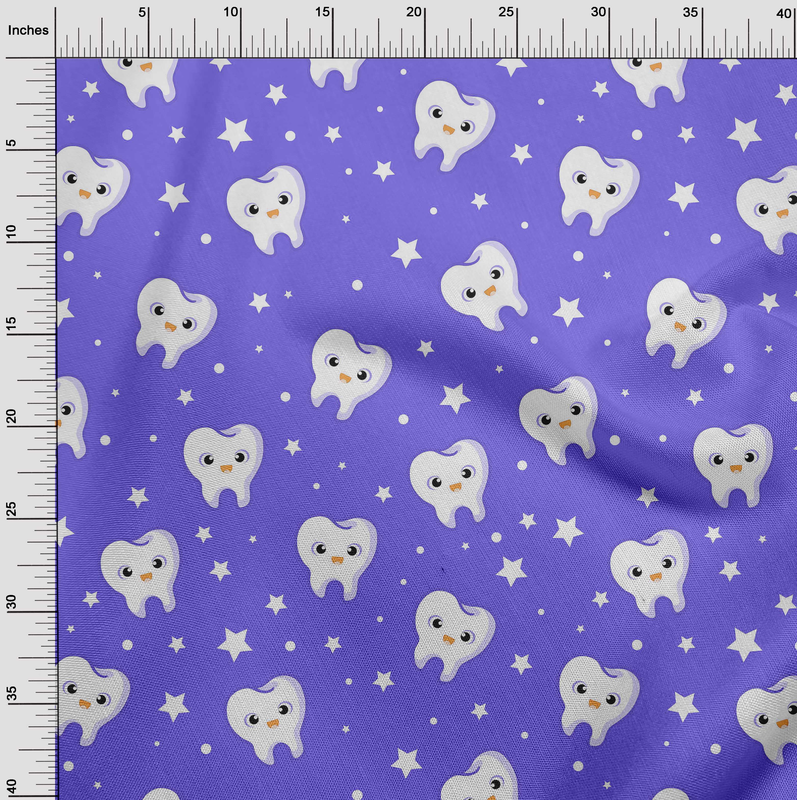 oneOone Georgette Viscose Medium Purple Fabric Teeth Dress Material Fabric Print Fabric By The Yard 42 Inch Wide
