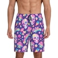 thumbnail image 1 of Balery Skull rainbow mushroom colorful Pantalones cortos de pijama de punto de algodón para hombre con cinturilla y bolsillos-4X-Large, 1 of 6