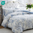 thumbnail image 1 of JOLUSERE Housse de Couette Taille Grand, Ensemble de Literie Réversible 3 Pcs Botanique Floral Feuille, Bleu Clair Blanc, 1 of 11