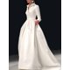 thumbnail image 2 of Elegante vestido de novia largo de corte A para mujer, vestido de noche liso para fiesta, dama de honor, vestido largo con bolsillos y cuello vuelto para mujer, 2 of 4