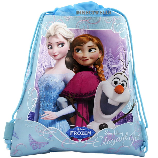 Disney Frozen Elsa Anna and Olaf Light Blue Drawstring Bag