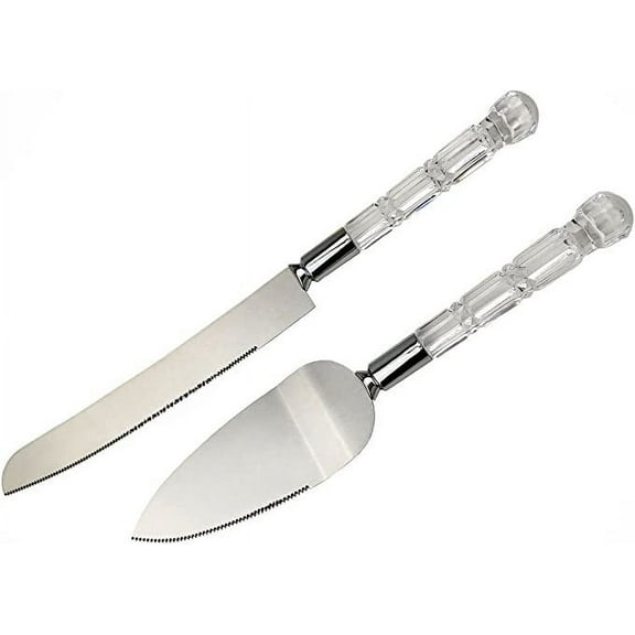 GIFTS INFINITY Mis Quince Anos Sweet Cake Cutter, Clear Crystal Plastic Handle Bow, Lovely Gift and Great Keepsake Item, Special Touch of Elegance Wedding (Red HG)