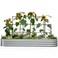 thumbnail image 6 of KING BIRD 8x4x1 ft Raised Garden Bed with Wall Trellis Galvanized Steel Metal Planter Garden Box Outdoor for Gardening Climbing Vegetables Flowers Silver, 6 of 11