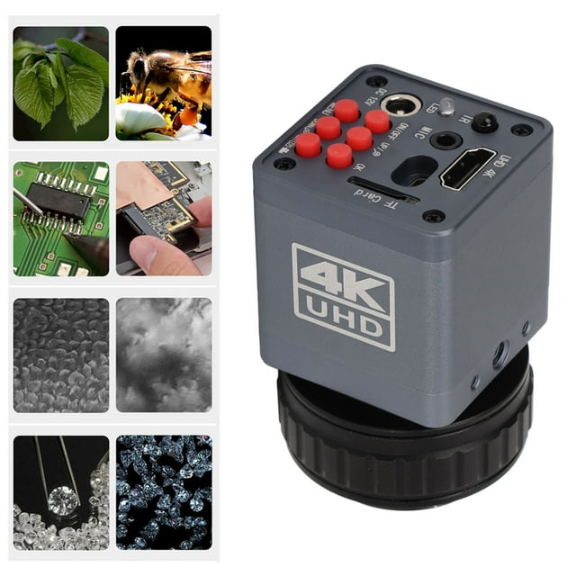 HD 4K Video Microscope Camera with 0.5X C Mount Adapter Lens for Education Research Laboratory, Industrial Microscope Camera