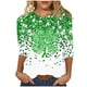 thumbnail image 3 of TaTaai Women's Spring Festival Top Round Neck 3/4 Sleeve Green St. Patrick's Day Print T-Shirt Loose Fit Casual Holiday Blouse Gift, 3 of 5