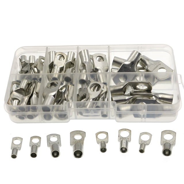 Amdohai 60PCS/Box SC Bare Terminals Lug R-ing Seal Wire Connectors Cable Crimp with Assorted Storage Box Portable