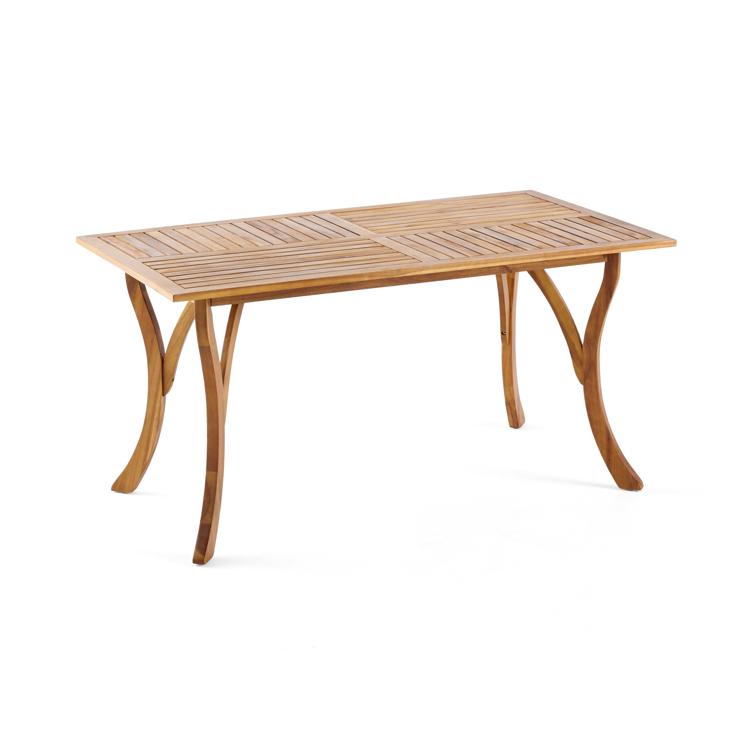 Outdoor Rectangular Solid Wood Dining Table 59 Inch, Large Size Household Table for Patio Garden, Teak