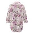 thumbnail image 5 of Xoenoiee Purple Peony Flower Print Beach Cover Ups for Women Summer Long Sleeve Button Down Midi Shirt Dresses Curved Hem Vacation Swimwear Coverup, 3XL, 5 of 7