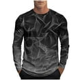 thumbnail image 2 of Aobny Gray Shirts Workout Long Sleeve Cotton Shirt Pullover Men Graphic Crew Neck Gym Tops,M, 2 of 5