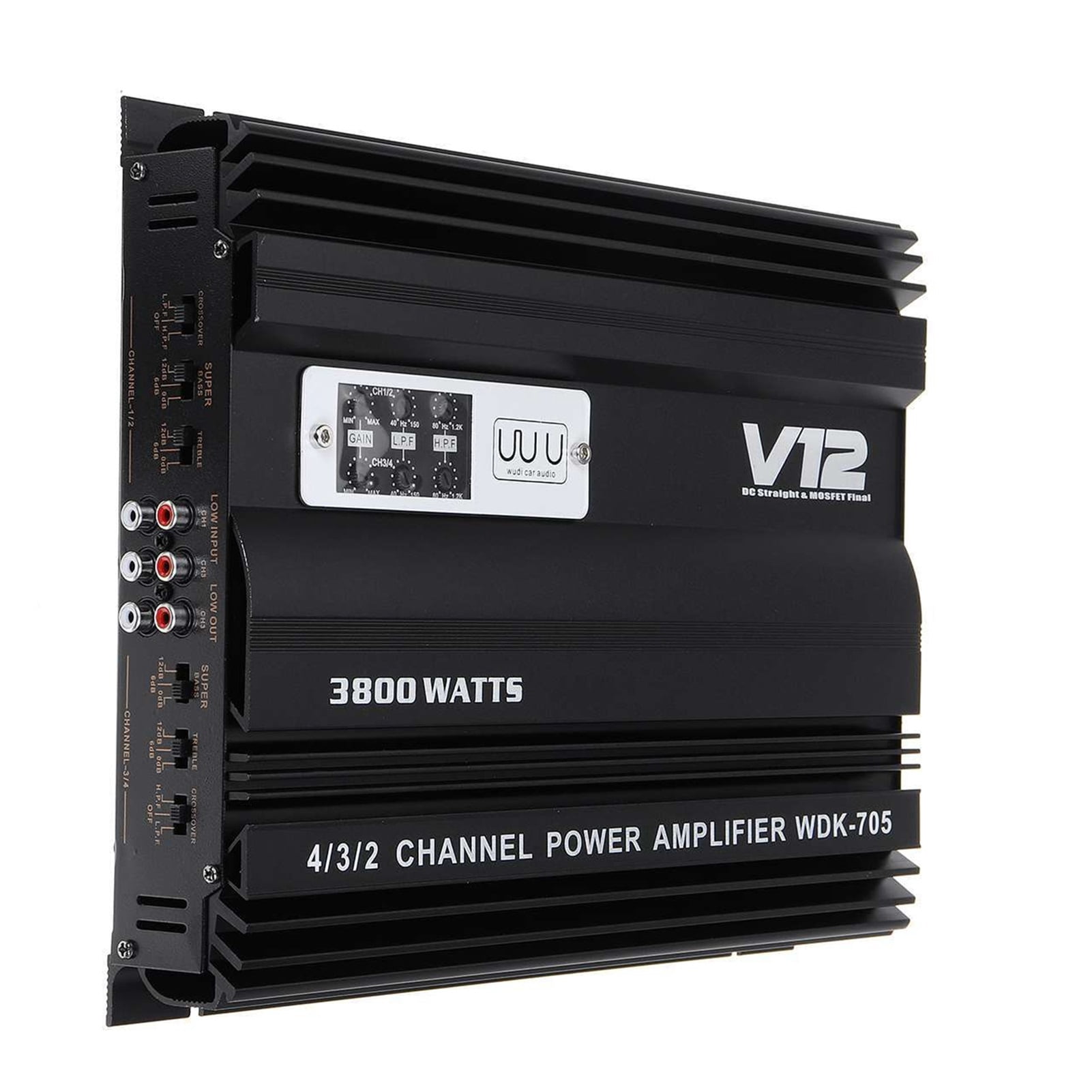 3800W RMS 4 Channel 12V Amplifier Audio Car Audio Stereo Amplifier Amp Speaker Metal Car Amplifier Car Subwoofer ,Wide Application