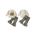thumbnail image 2 of Cjfdfy Toddler Baby Girl Halloween Outfit Camo Pumpkin Print Long Sleeve Pullover Camouflage Flare Pants Little Baby Cute My First Halloween Fall Winter Clothes, 2 of 9