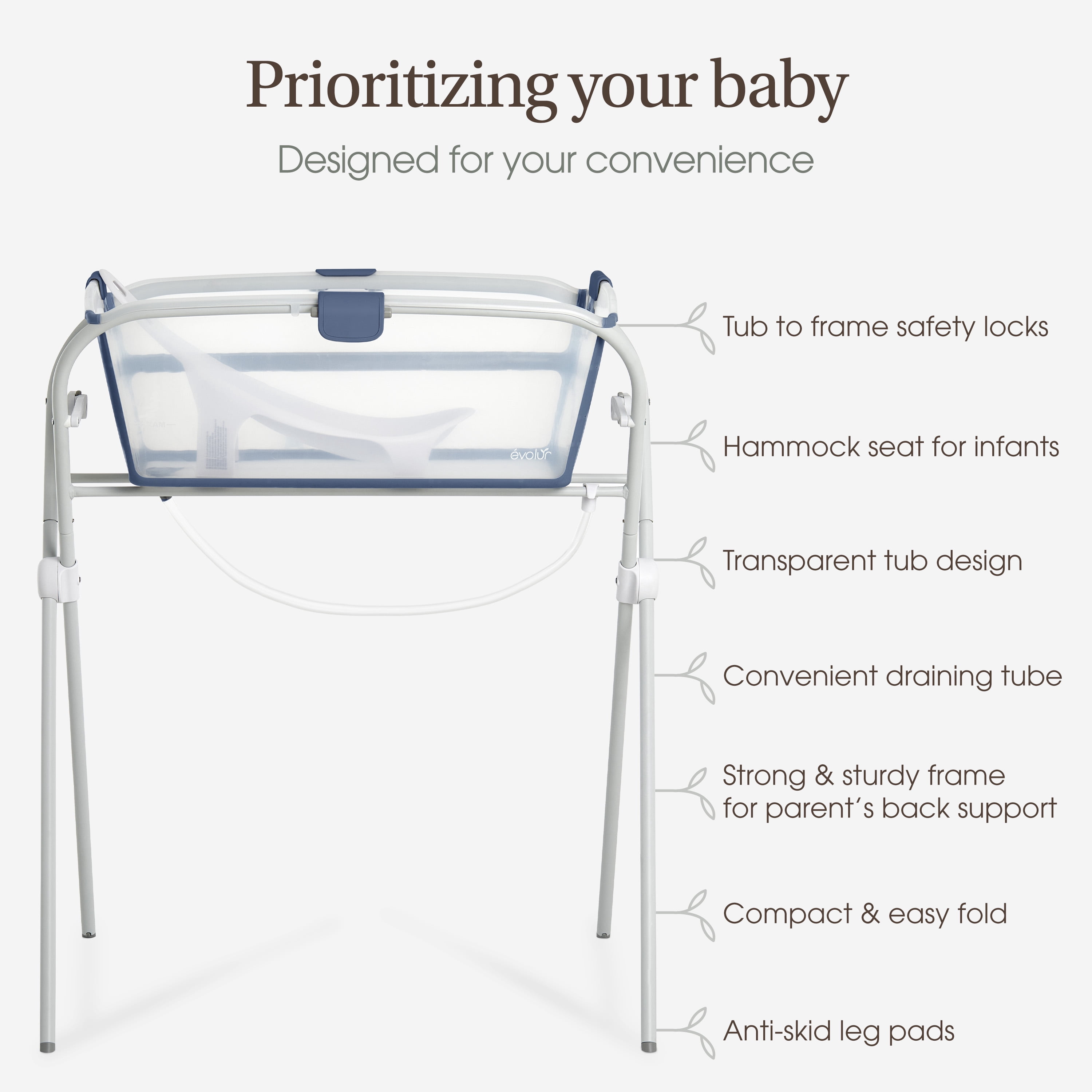 Evolur Supple Baby Spa Set, Navy