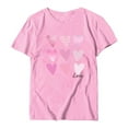 thumbnail image 4 of WILLBEST T-Shirts Femmes Mode Décontractée Haut Chemise Manches Courtes Imprimé T-Shirt Col Rond Amour Ample Doux Blouse, 4 of 4