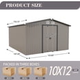 thumbnail image 3 of 10x12FT Outdoor Metal Shed, Storage Cabinet with Sloping Roof & Lockable Sliding Door, Waterproof Metal Vertical Tool Storage Shed for Patio, Garden, Backyard, Grey, 3 of 17