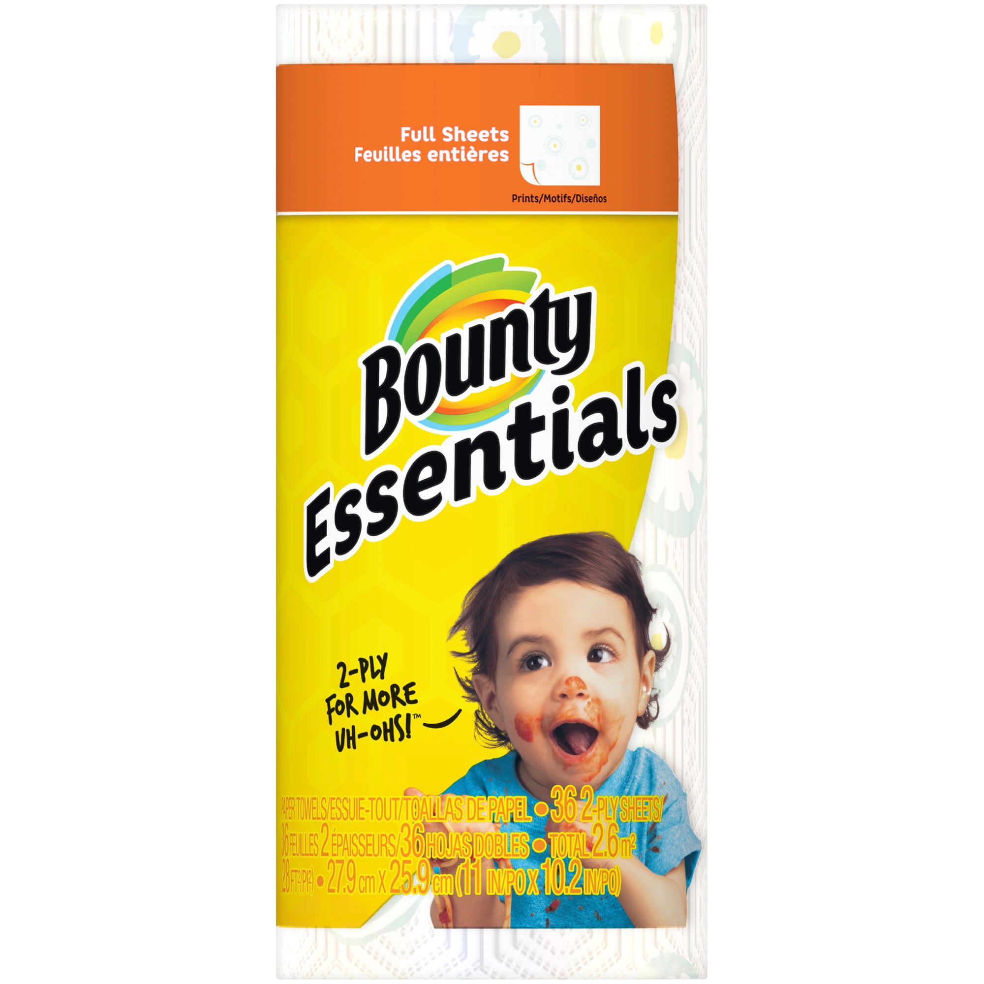 Bounty Essentials 2-Ply Paper Towels, 11' x 10 1/4', Print, 78 Sheets Per Roll, 1 Roll