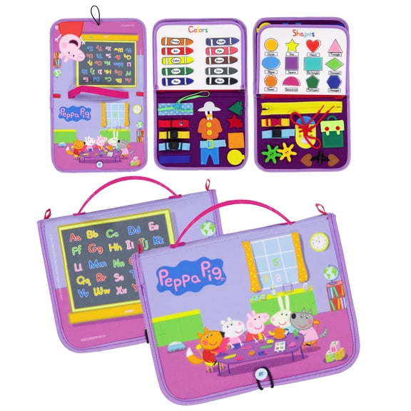 Peppa Pig Toddler Busy Board – Montessori toys for 1 2 3 4 Year Old, Educational Activity Sensory Board for Preschool Learning Fine Motor Skills, Gift Toys for Boys Girls, Airplane Car Travel Toy