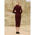 thumbnail image 5 of DARING DIVA Women's Elegant Pencil Dress Lapel V Neck Long Sleeve Dress XL Dark Red, 5 of 7