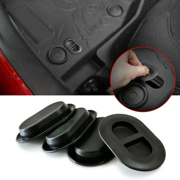 4 Pieces Oval Floor Pan Drain Plug For Jeep Wrangler JK JL 20142020,Black
