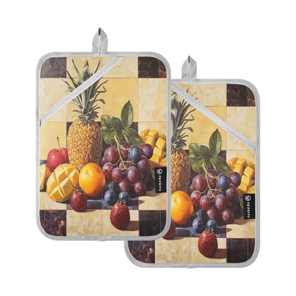 BZSMCE Pot Holder Oven Mitts Cooking baking Fruits Design Oil Painting Creative Pattern Size:7x9.8in