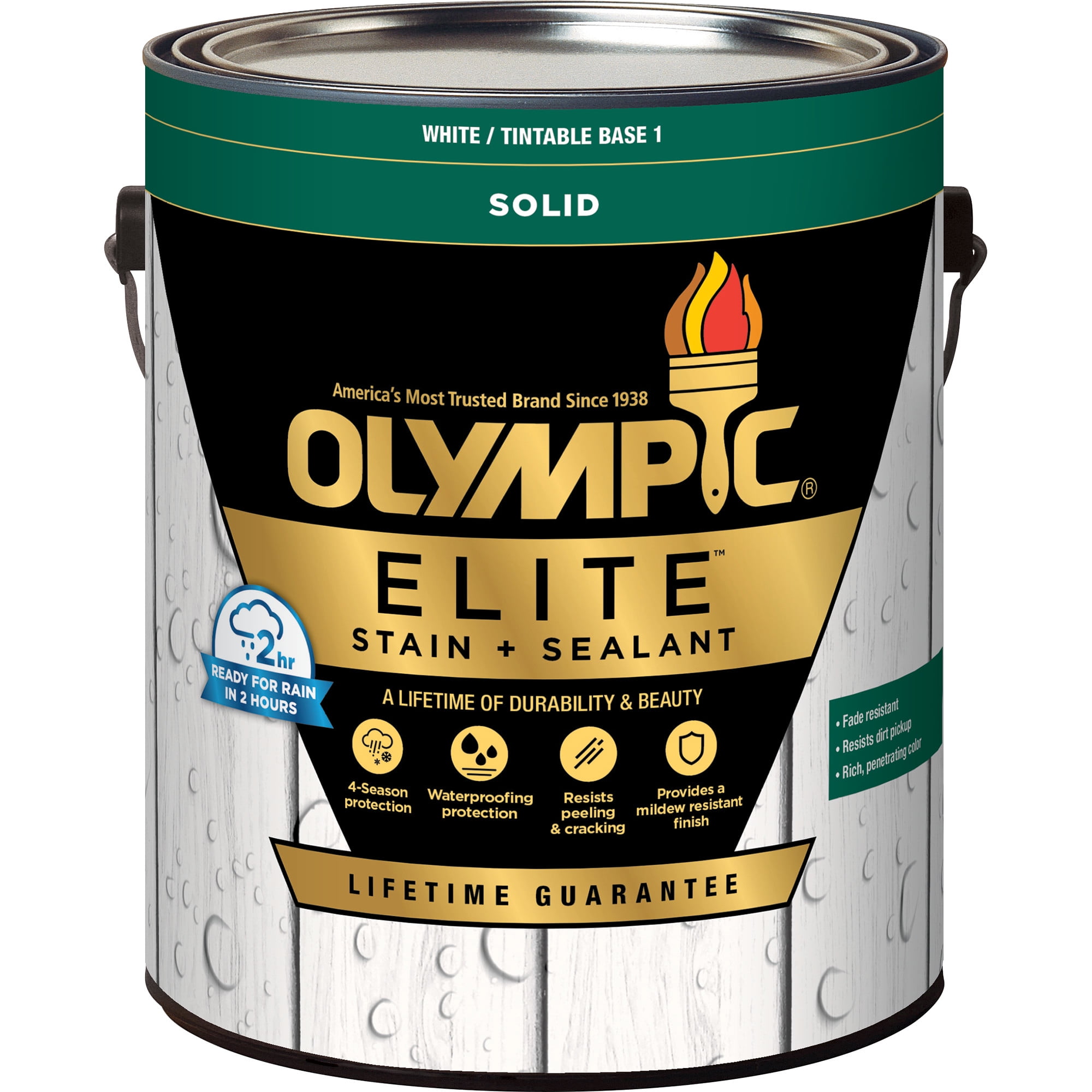 Olympic Elite 1 Gallon SC-1057 Outside White Solid Advanced Exterior Stain and Sealer in One