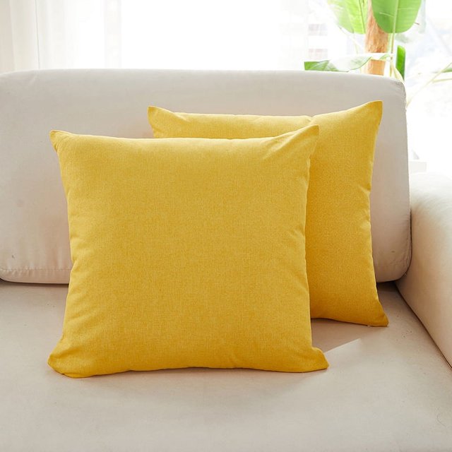 Janrevotw 2pcs Pillow Set Sofa Pillow Set Living Room Cushion Solid Color Thickened Linen Lumbar Cushion Bed Head Large Back Cushion