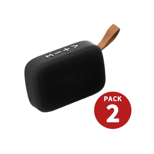 Altavoz Bluetooth Mg2 portátil recargable negro, paquete de 2
