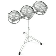 Ashthorpe Roto Tom Drum Set with Remo Drumheads - 6", 8", 10" Toms with Adjustable Stand