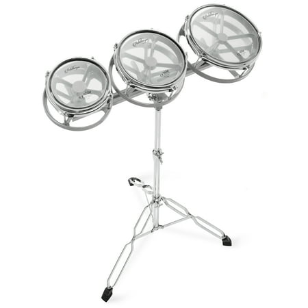 Ashthorpe Roto Tom Drum Set with Remo Drumheads - 6", 8", 10" Toms with Adjustable Stand