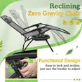 thumbnail image 3 of Homall Chaise de Patio Pliable à Gravité Zéro avec Porte-Gobelet, Fauteuil Inclinable d'Extérieur Réglable en Tissu Textilène, Chaise Longue Portable, Lot de 2, Gris, 3 of 7