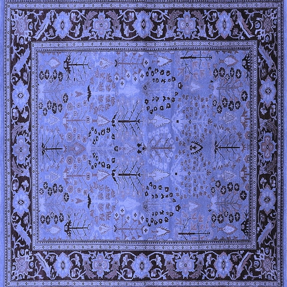 Ahgly Company Indoor Square Oriental Blue Industrial Area Rugs, 6' Square