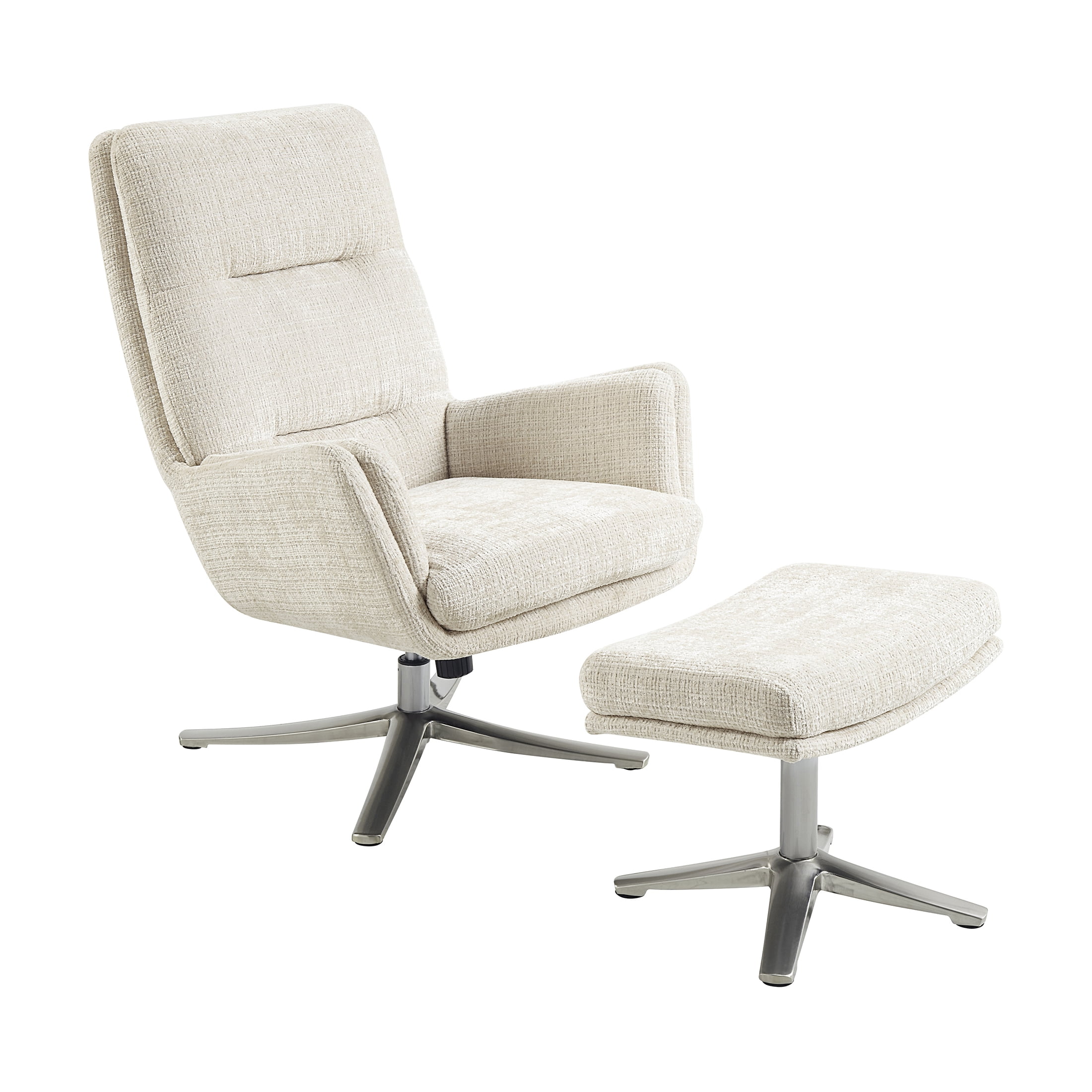 OakvillePark Windmere Chenille Swivel Chair with Ottoman, Beige
