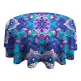 thumbnail image 4 of Purple Ethnic Mandala Pattern Round Tablecloth 60"x60",Wrinkle Wipeable Table Cloth for Kitchen Dining Room Picnic Patio Party, 4 of 6