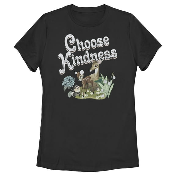 Women's Bambi Choose Kindness Graphic Tee Black Medium