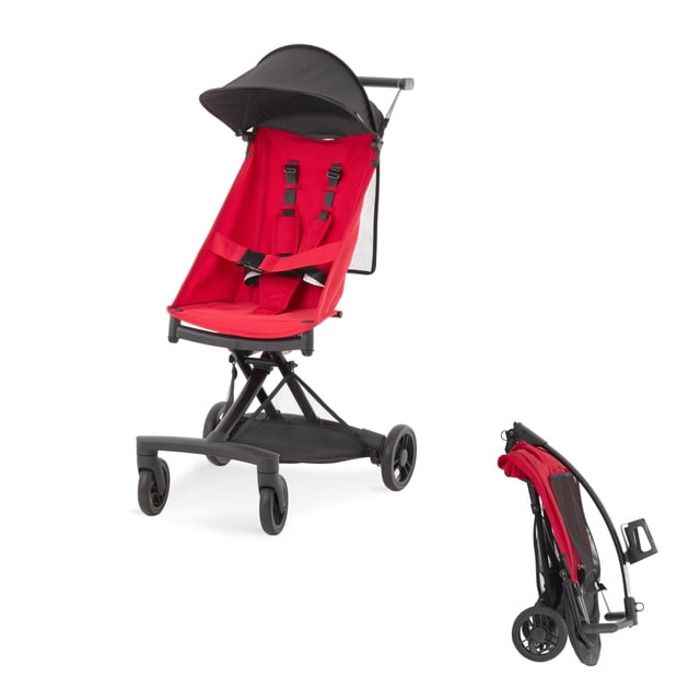 Evolur Roamer Ultra Light Umbrella Stroller in Red, Quick One-Hand Easy Fold Travel Stroller, Five Point Safety Harness, Adjustable & Removable Canopy, Lightweight Aluminum Frame Baby Stroller