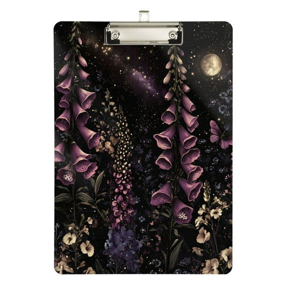 FORMRS Acrylic Clipboard with Low Profile Clip Standard A4 Letter Size, 12.5" x 9", Dark Gothic Floral